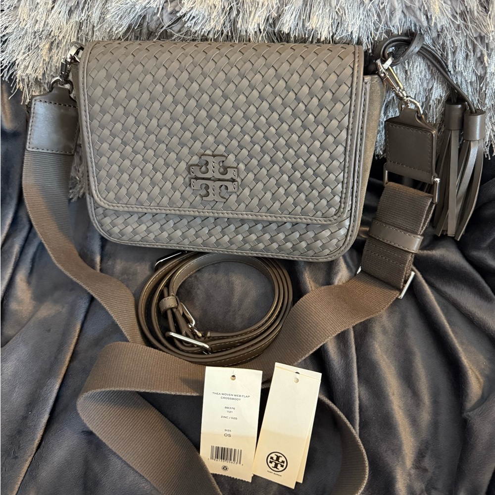 Tory Burch Thea Woven Web Flap Crossbody Bag